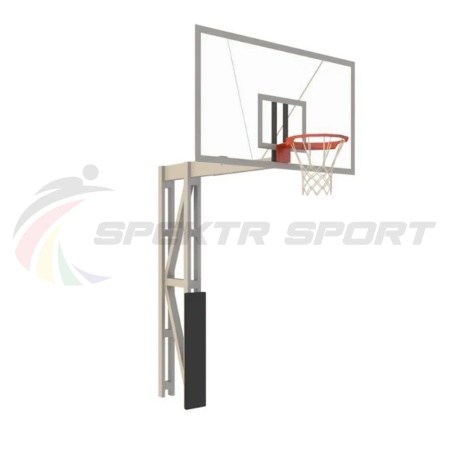 Купить Стойка баскетбольная уличная с защитой, щитом из оргстекла, аморт. кольцом и сеткой, вынос 225 см в Будённовске 