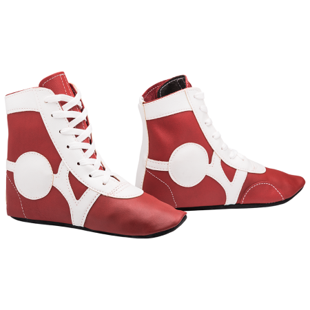 Купить Обувь для самбо SM-0102, кожа, красный Rusco в Будённовске 