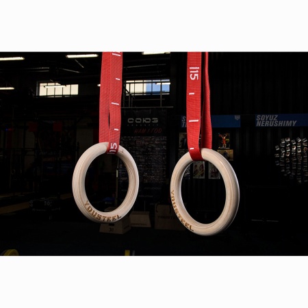 Купить Кольца гимнастические 32 мм красные стропы в Будённовске 