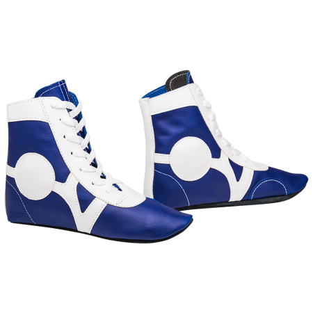 Купить Обувь для самбо SM-0102, кожа, синий Rusco в Будённовске 