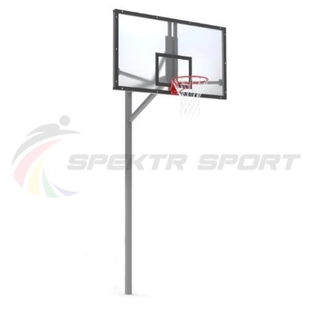 Купить Стойка баскетбольная уличная упрощенная со щитом из оргстекла, кольцом и сеткой SP D 412 в Будённовске 